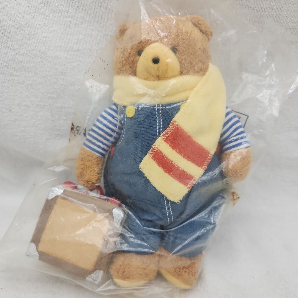 Stuffed Animal Little Brown Bear  with Suitcase 2002 Plush Crocodile Creek 7"